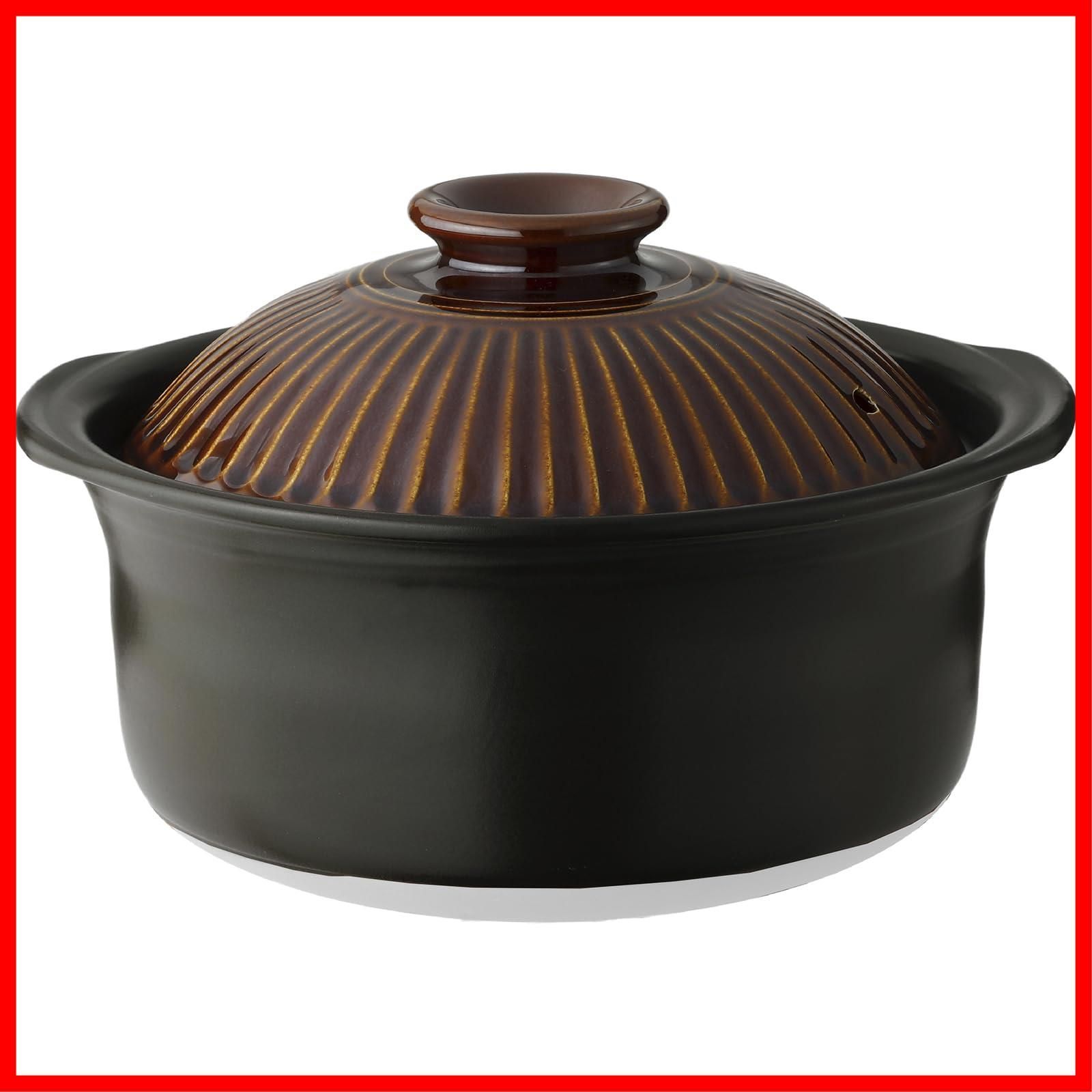 土鍋 直火対応 ごはん 二重蓋 飴釉 5合炊き ご飯鍋 ブラウン 菊花 銀峯 萬古焼 Touki 45181 銀峯陶器 Ginpo