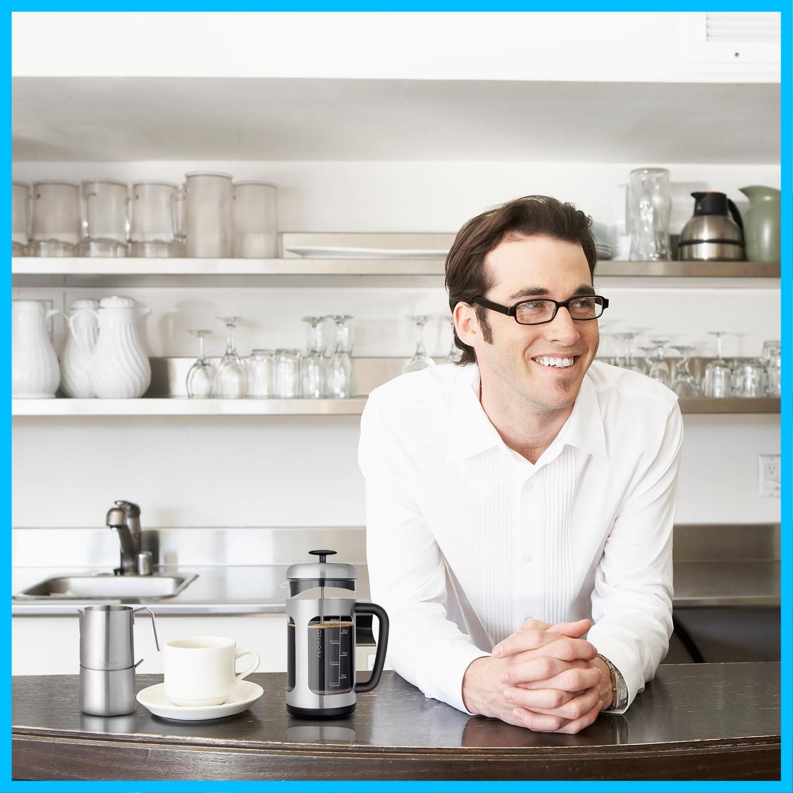 新着商品】シルバー (8カップ) 1000ml ソフトグリップ 耐熱ガラス