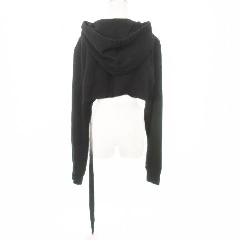 リックオウエンス Rick Owens ダークシャドウ CROPPED HOODIE クロップド フーディ プリント ロゴ 長袖 裏起毛 厚手 Mサイズ 黒 ブラック