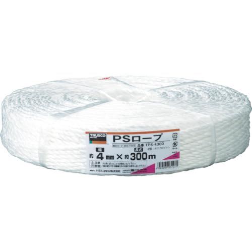 TRUSCO トラスコ PSロープ 4mm×300m 白 TPS-4300 x 5 巻 ケース販売