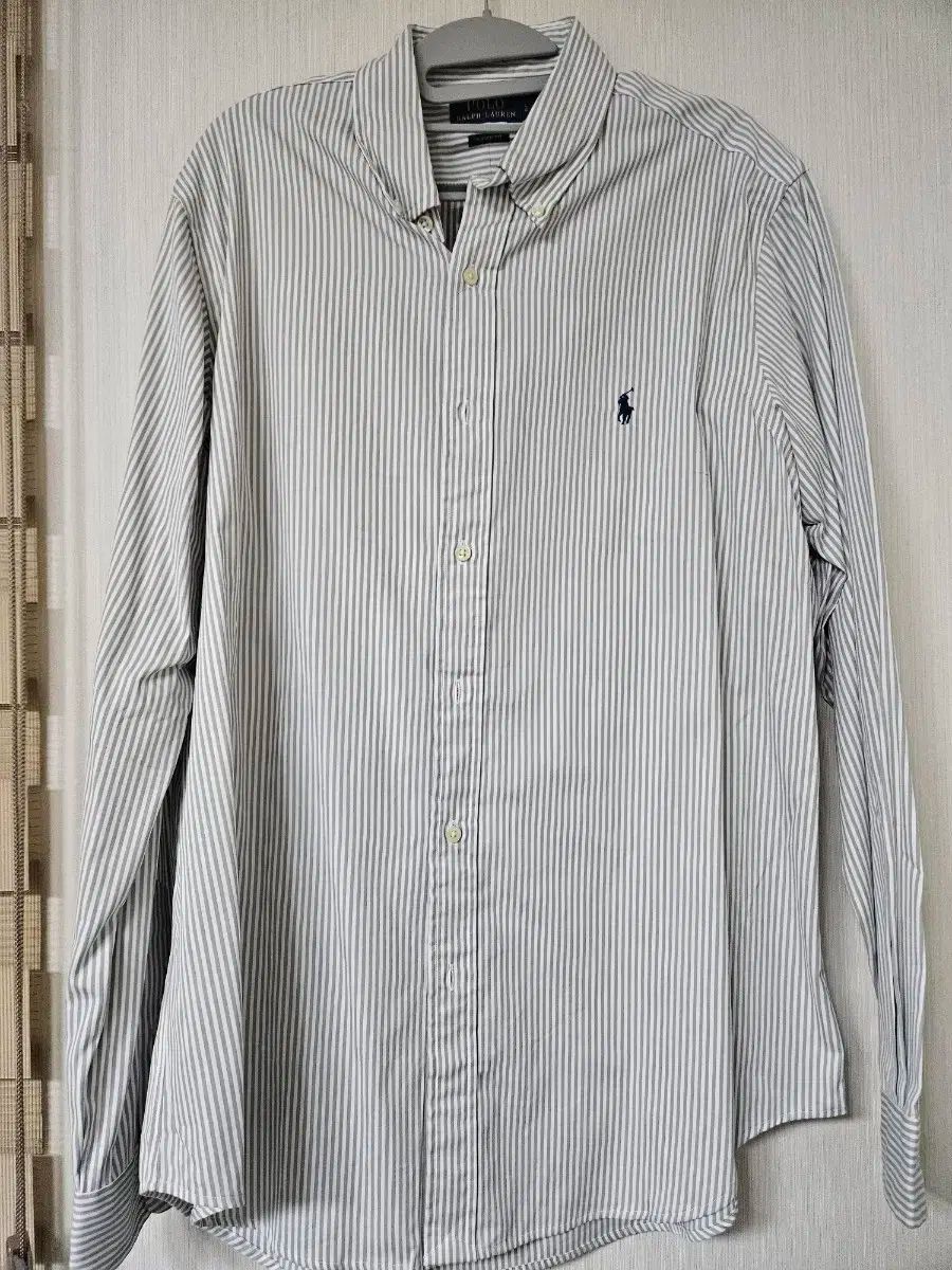 ポロラルフローレン ポプリンシャツ グレー クラシックフィット L