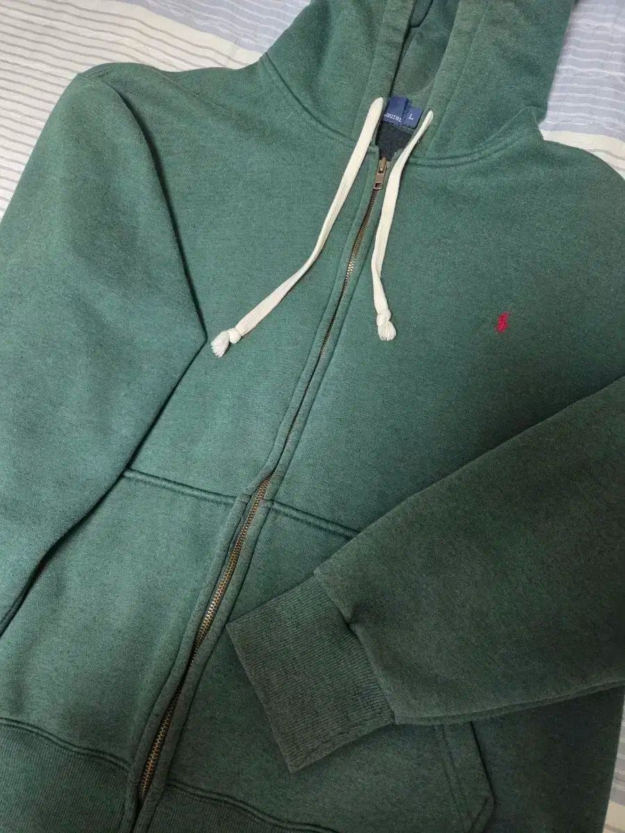 ポロラルフローレン ダークグリーン色 フードジップアップ L