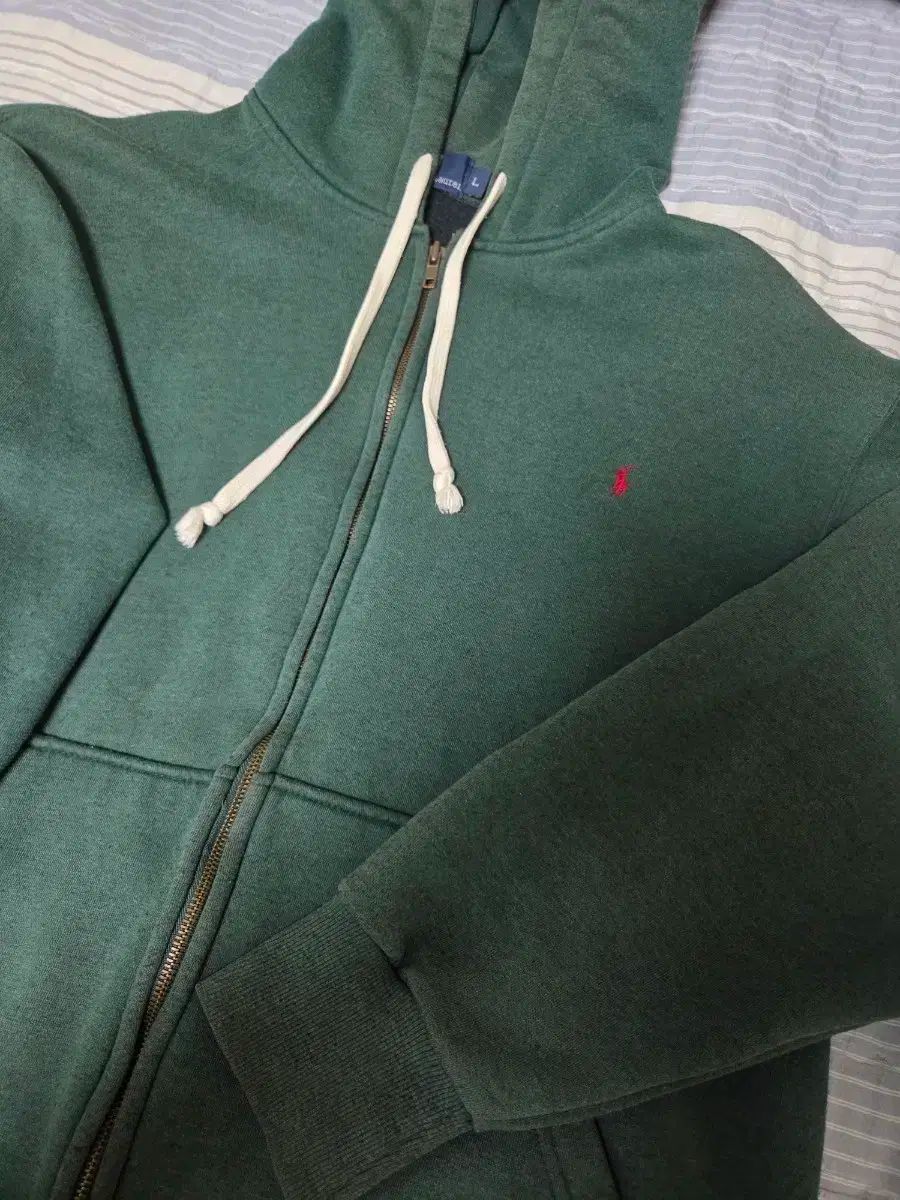 ポロラルフローレン ダークグリーン色 フードジップアップ L