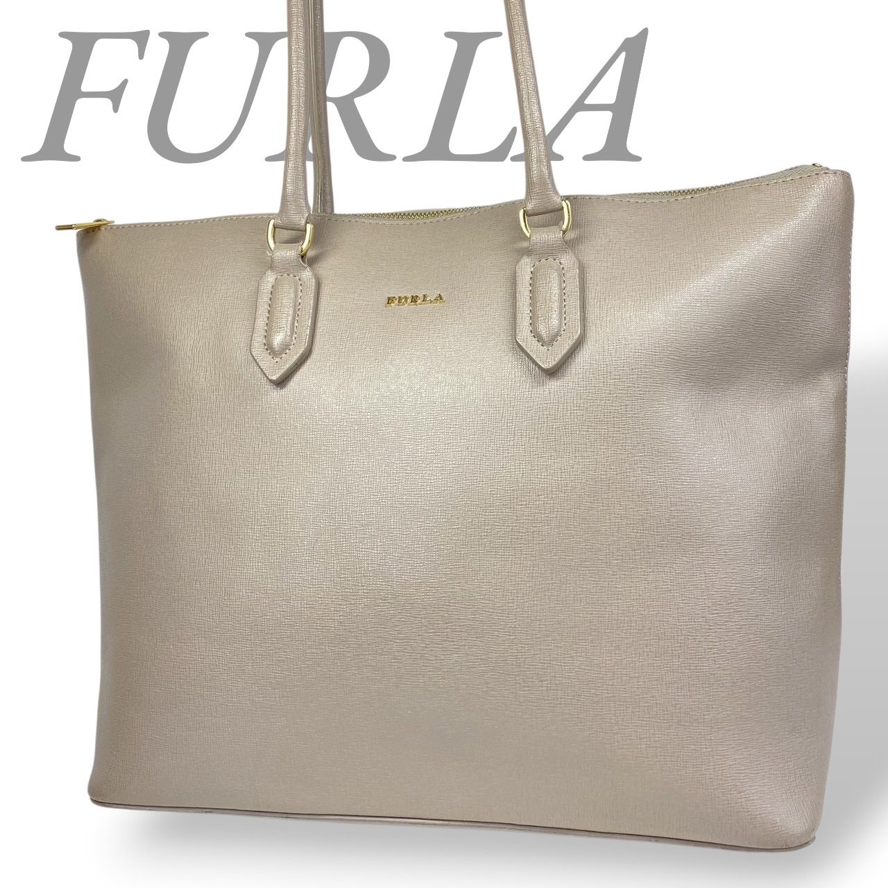 美品✨フルラ トートバッグ レザー ピンクベージュ A4収納 廃盤 希少