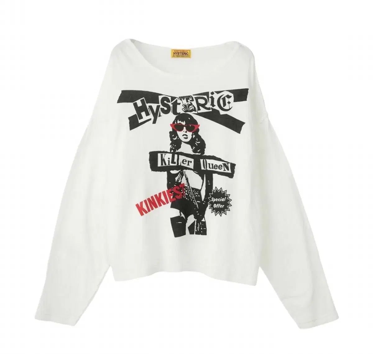 HYSTERIC GLAMOUR ヒステリックグラマー オーバ フールプルオーバー 白い 長い袖 Tシャツ