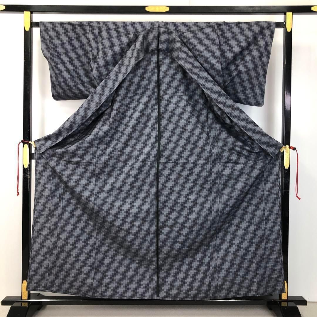 単衣 紬着物 格子柄 升目模様 錫色 K-4464 単衣 紬着物 格子柄 升目模様 錫色 K-4464 【公式通販】