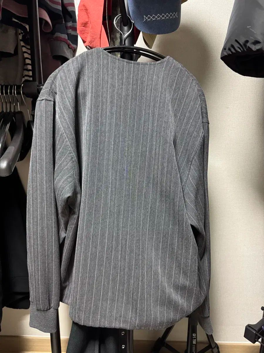 XL DNSR ストライプ Vネック ジャケット チャコール