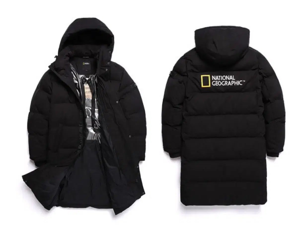 ナショナルジオグラフィック ブラック ロング丈ダウンジャケット m 旧モデル