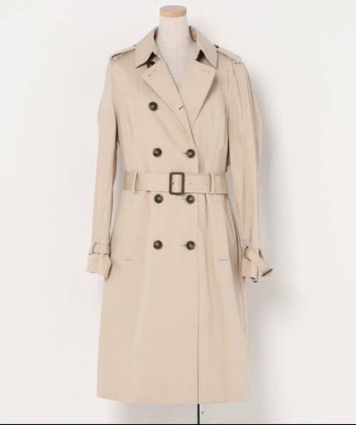 コットンツイル ダブルブレスト トレンチコート ベージュ