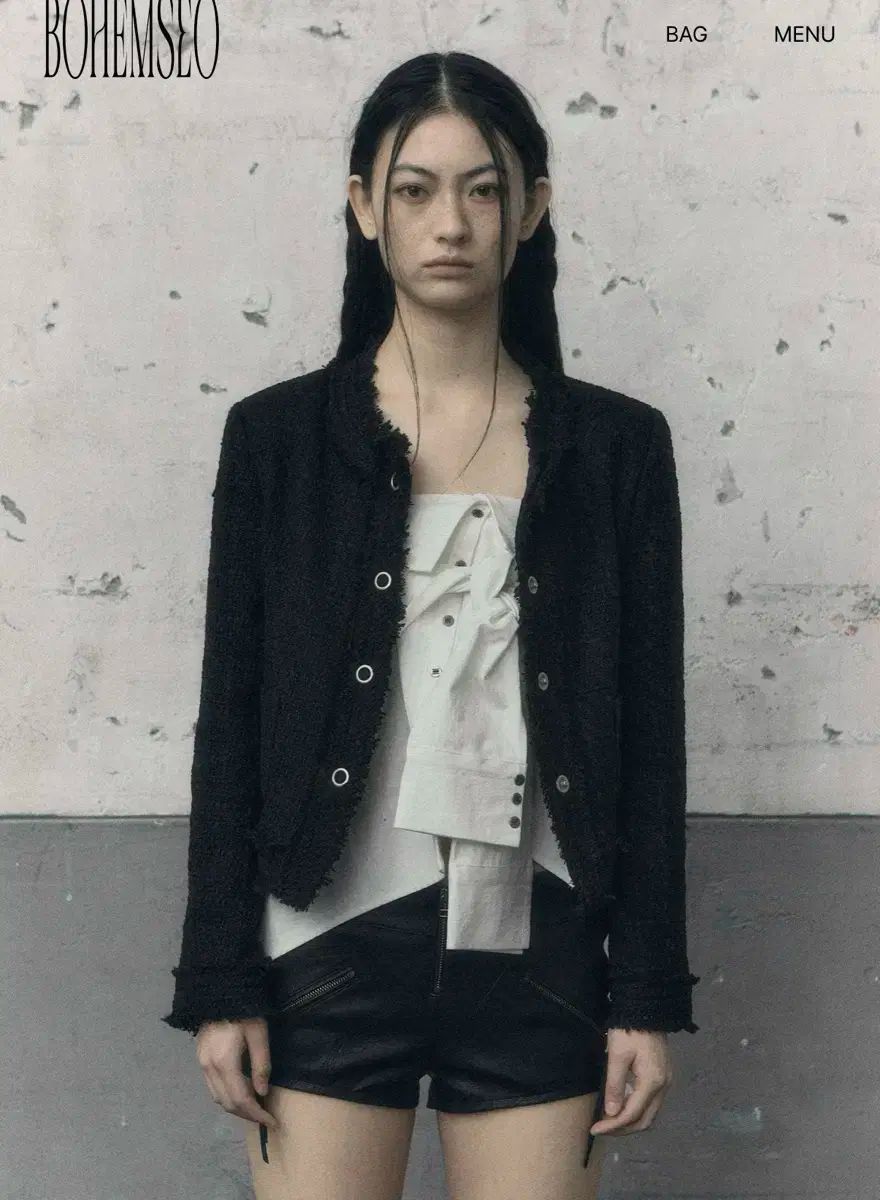 BOHEMSEO ボヘミアンソウル ラフ ラウンド ツイード ジャケット