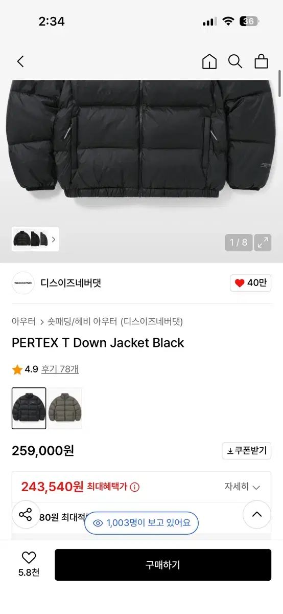 ディスイズネバーザット オリーブ ダウン L オリーブ色 廃盤