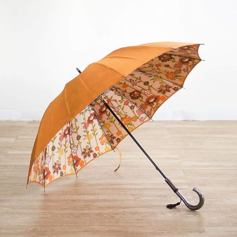 和花 ほぐし織 長傘 12本骨カーボン 55ｃｍ 甲州織 雨晴兼用 レディー 山吹色