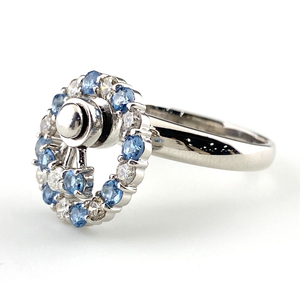 アクアマリン デザインリング プラチナ 指輪 メレダイヤ リング 14号 Pt 900 ダイヤモンド レディース