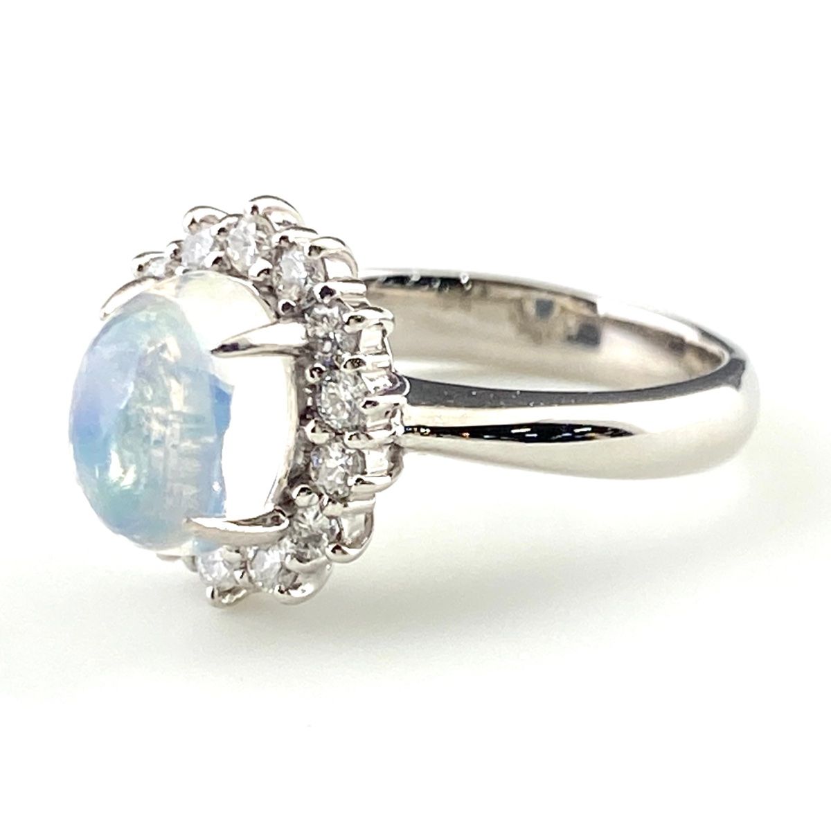 オパール デザインリング プラチナ 指輪 メレダイヤ リング 7号 Pt 900 ダイヤモンド レディース