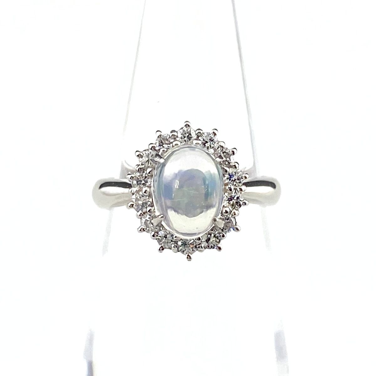 オパール デザインリング プラチナ 指輪 メレダイヤ リング 7号 Pt900 オパール ダイヤモンド レディース