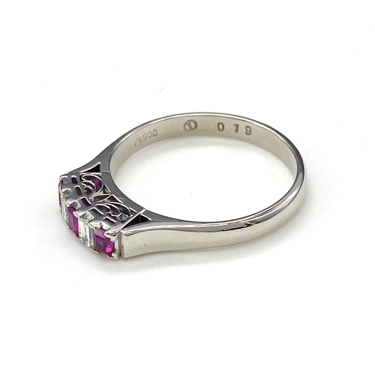 ルビー デザインリング プラチナ 指輪 メレダイヤ リング 12.5号 Pt 900 ダイヤモンド レディース