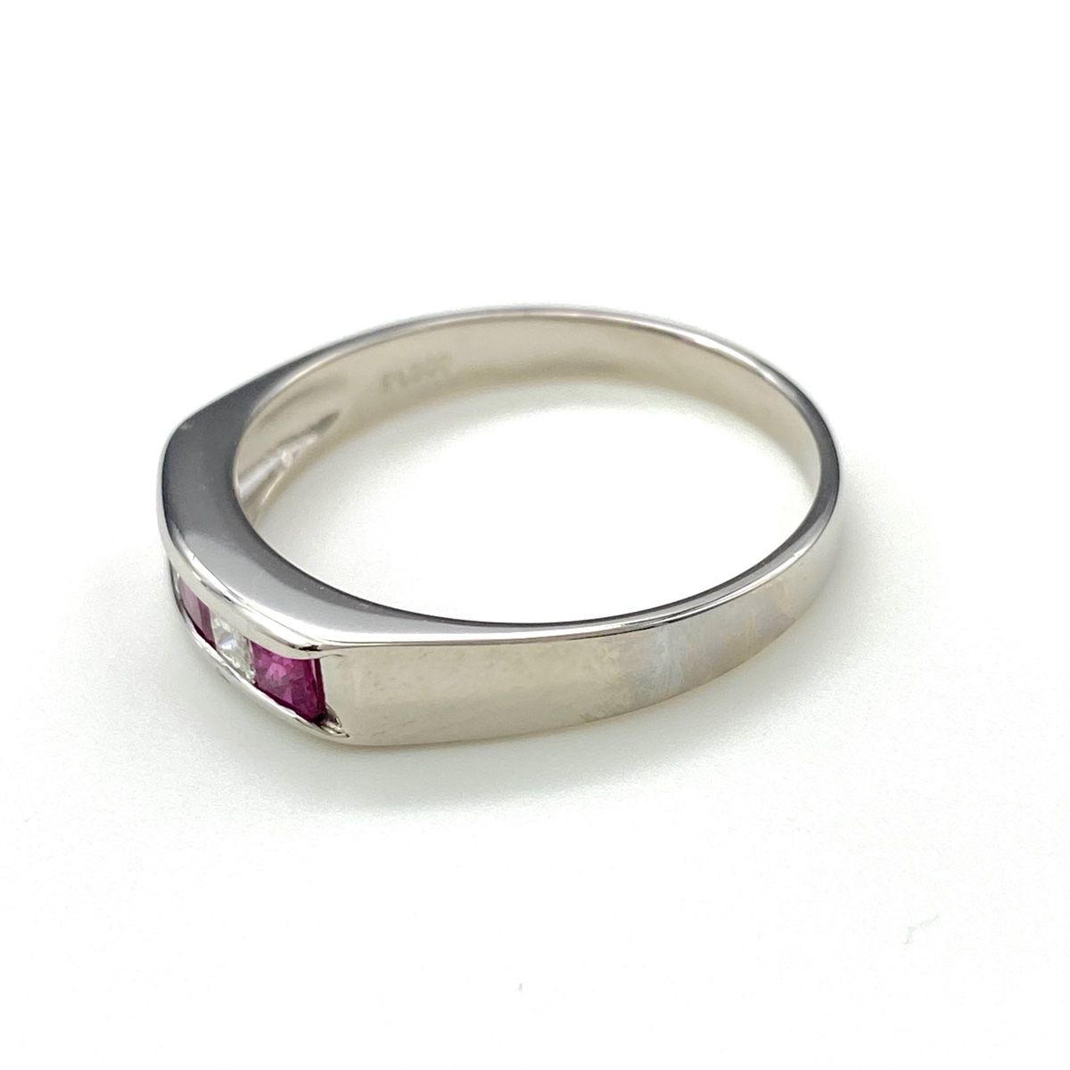 ルビー デザインリング プラチナ 指輪 メレダイヤ リング 21 5号 Pt 900 ダイヤモンド メンズ