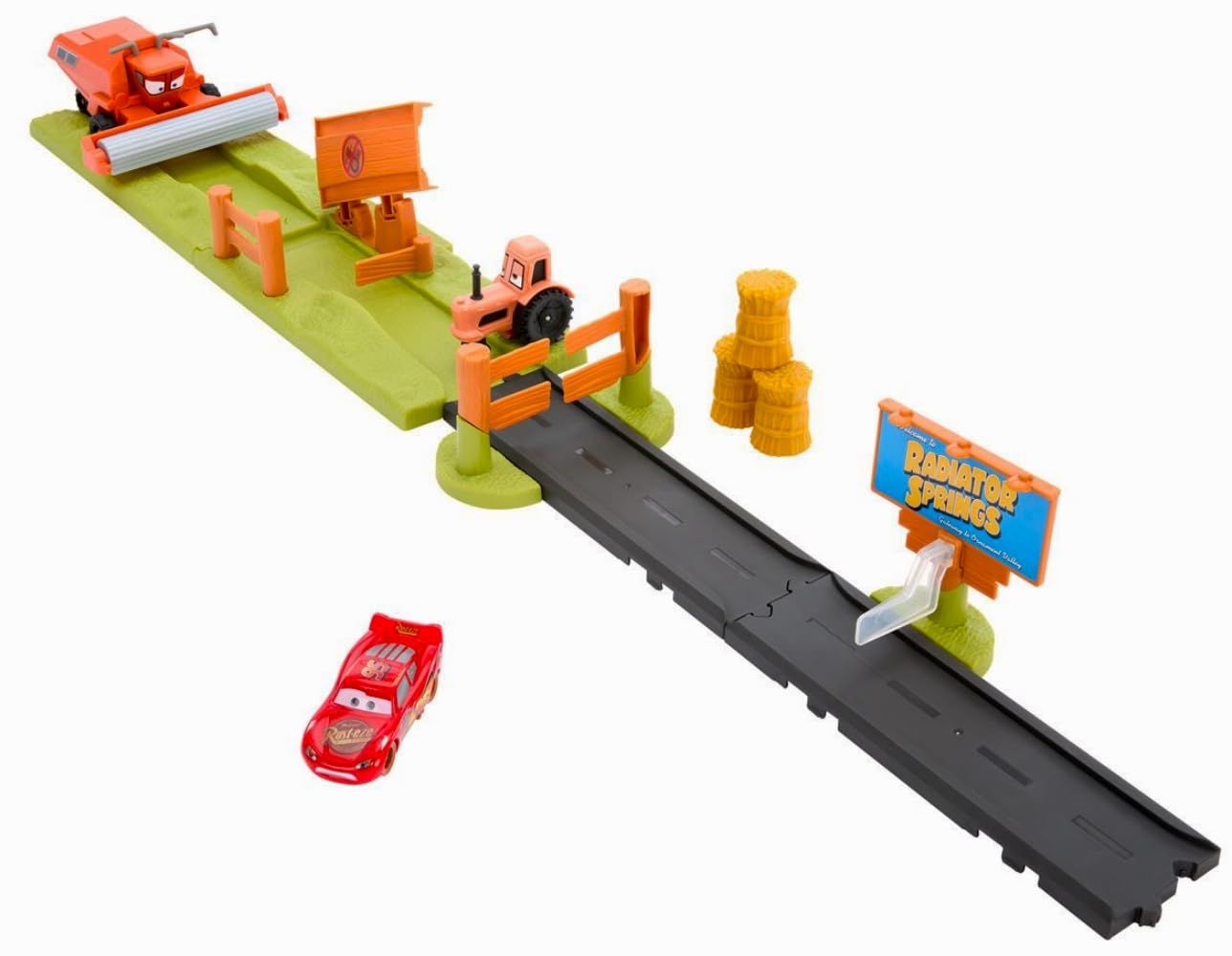 マテルカーズ FRANK ESCAPE AND STUNT RACE CARS ON THE ROAD RED'S FIRE STATION PLAYSET （RED プラ製付属）接続対応