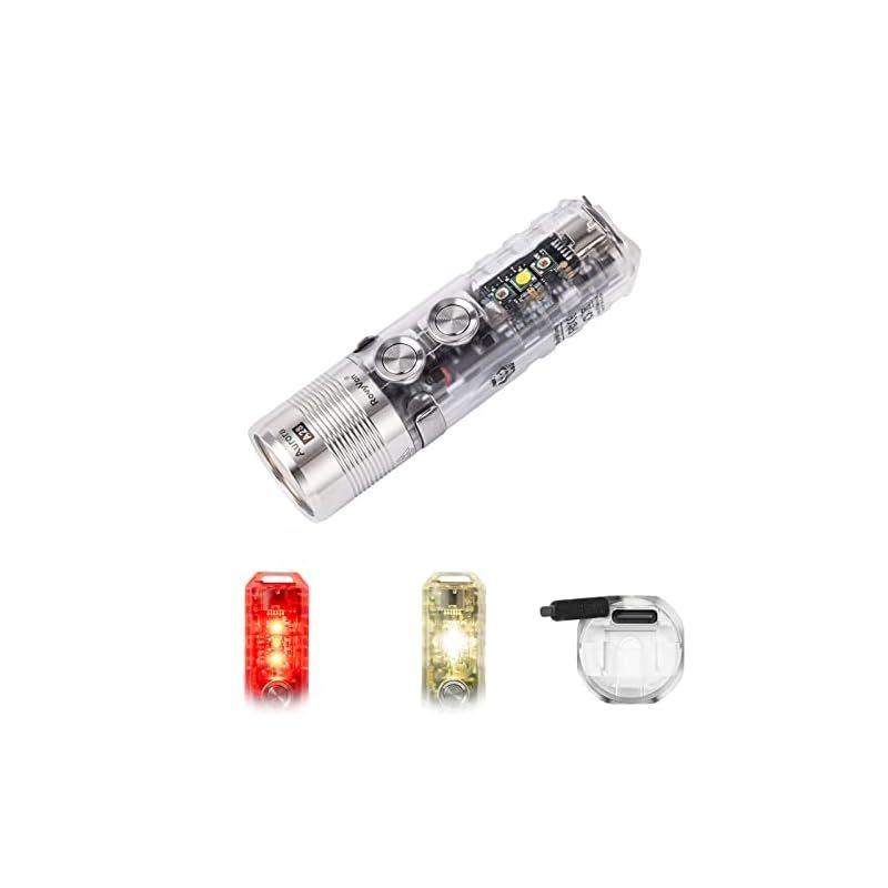 A28 G2 1000ルーメンの超高輝度EDC懐中電灯 USB C充電式850mAhバッテリーポケットキーホルダー懐中電灯 赤 白のサイドライト付き 屋外毎日の持ち運び キャンプ用