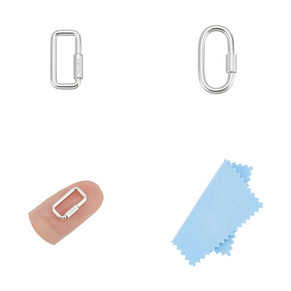 新品 UNICRAFTALE 2個 925スターリングシルバー カラビナクラスプ オーバルスクリューカラビナロック スクリューロッククリップ留め キーカラビナクラスプ メタルキーチェーン クリップフック 