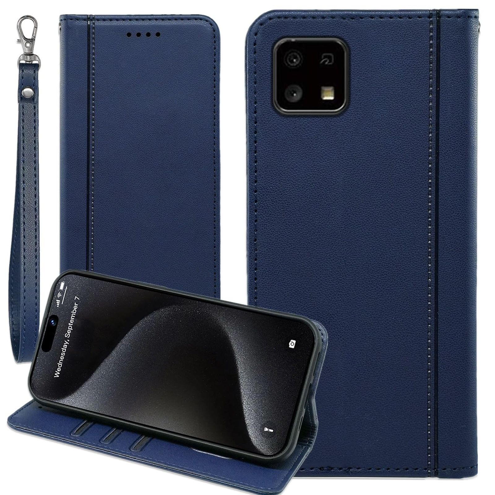 新品 AQUOS sense4 ケース 手帳型 通用 SH-41A SH-M15 ストラップ