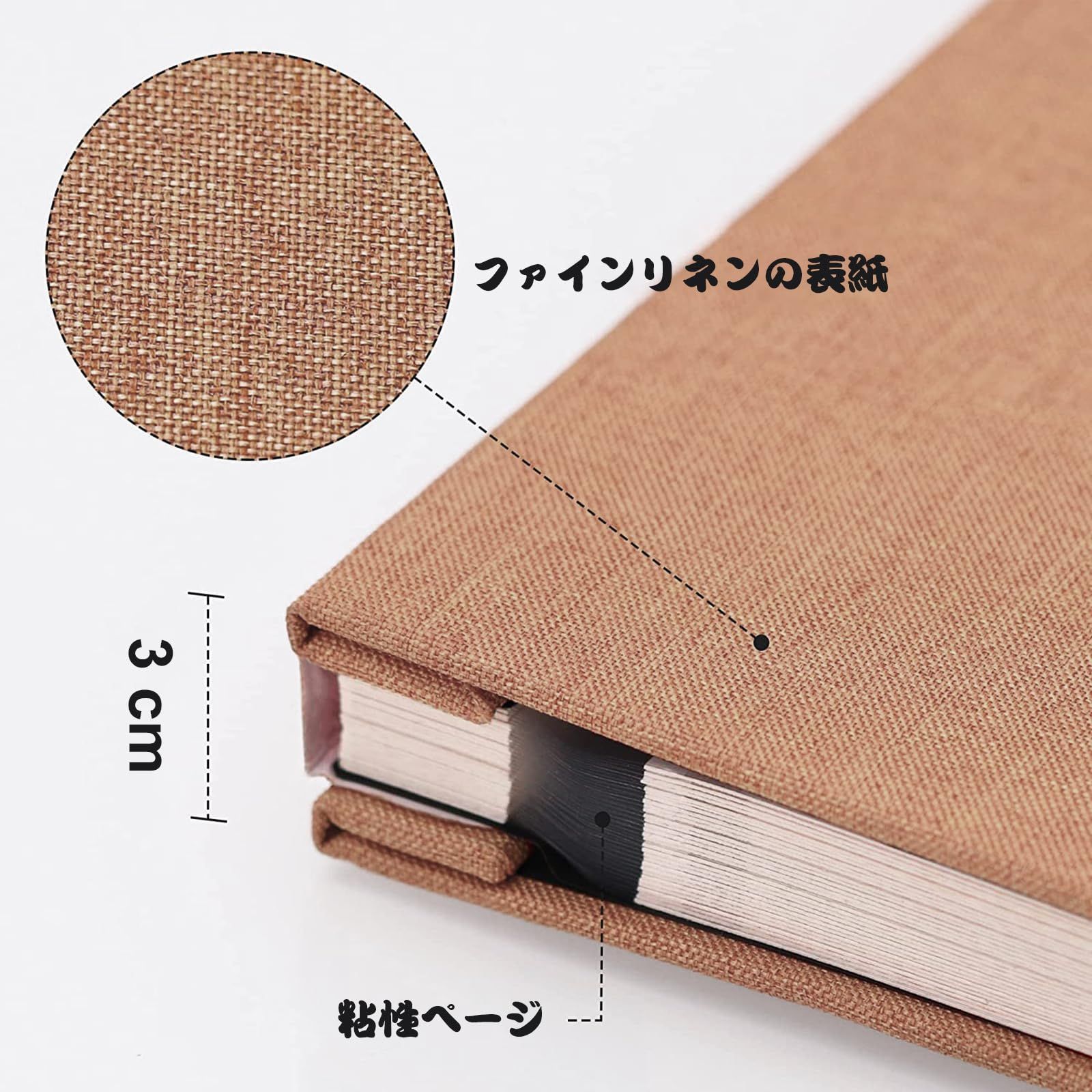  Raoendis アルバム 貼るタイプ CM リネン表紙 40ページ L判 フリー台紙 DIY L KG 2 A 4写真収納 大容量 贈り物 お祝い 家庭用 記念日 結婚式 成長記録 アルバム 行事 記念品