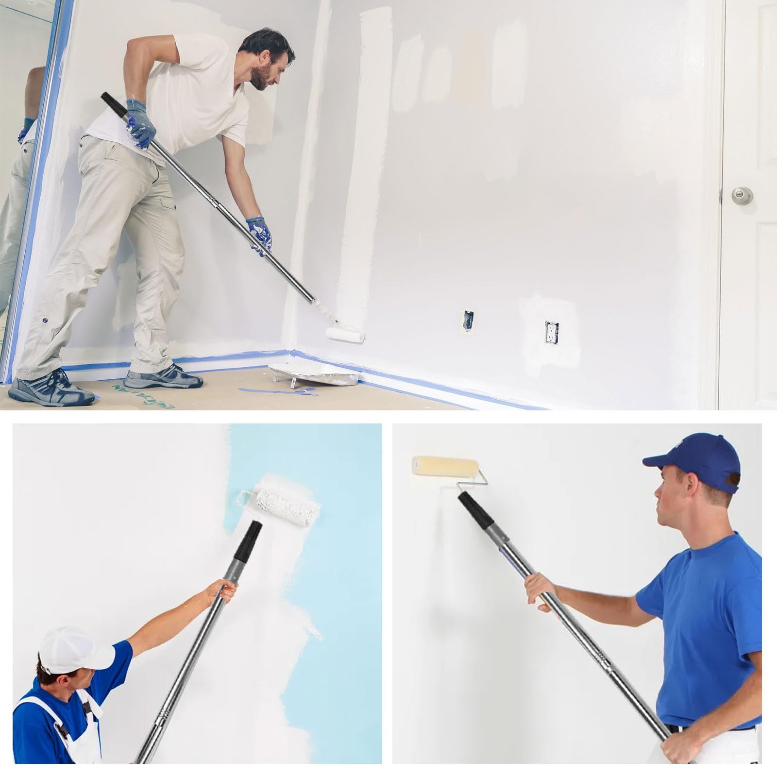  ペイントローラー 延長ポール 2.8 M 延長棒 持ち運び便利 伸縮棒 耐久 ステンレス鋼 塗装用具 塗装 ローラー 伸縮ロッド 省スペース 多目的 つぎえ 高所 屋根 天井 外壁 Paint Roller Extension Pole その他 塗装