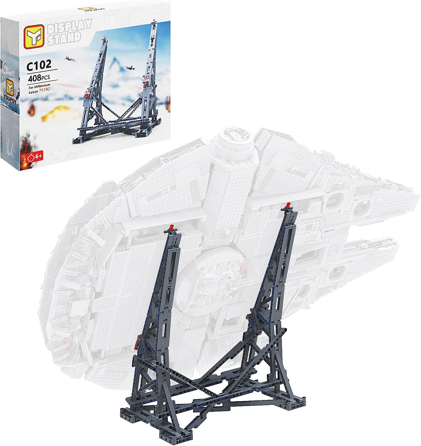 大人気，安い ミレニアムファルコン 縦型ディスプレイブラケット レゴ75192 スターシップモデル用 頑丈なスタンド組み立てキット 大人向けのギフトや映画コレクションに最適 (408個) その他
