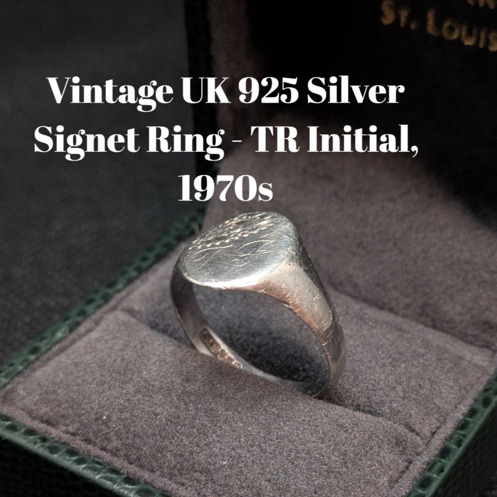 ヴィンテージ シルバー925 シグネットリング メンズ TR刻印 英国ホールマーク 19号