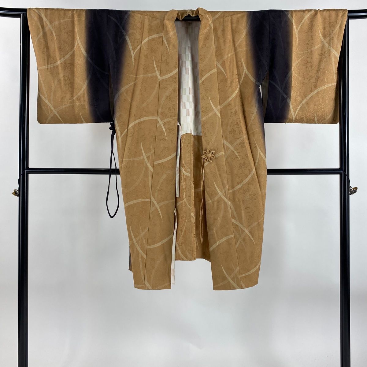 平和屋着物□極上 道中着 ロング丈 型染 舞蝶花文 逸品 DZAB1168kh5