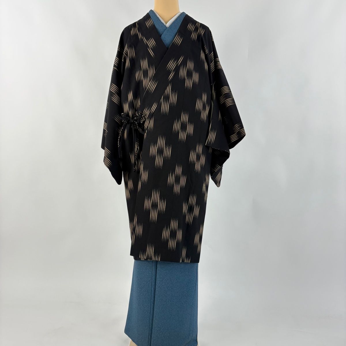 平和屋着物□極上 道中着 ロング丈 型染 舞蝶花文 逸品 DZAB1168kh5