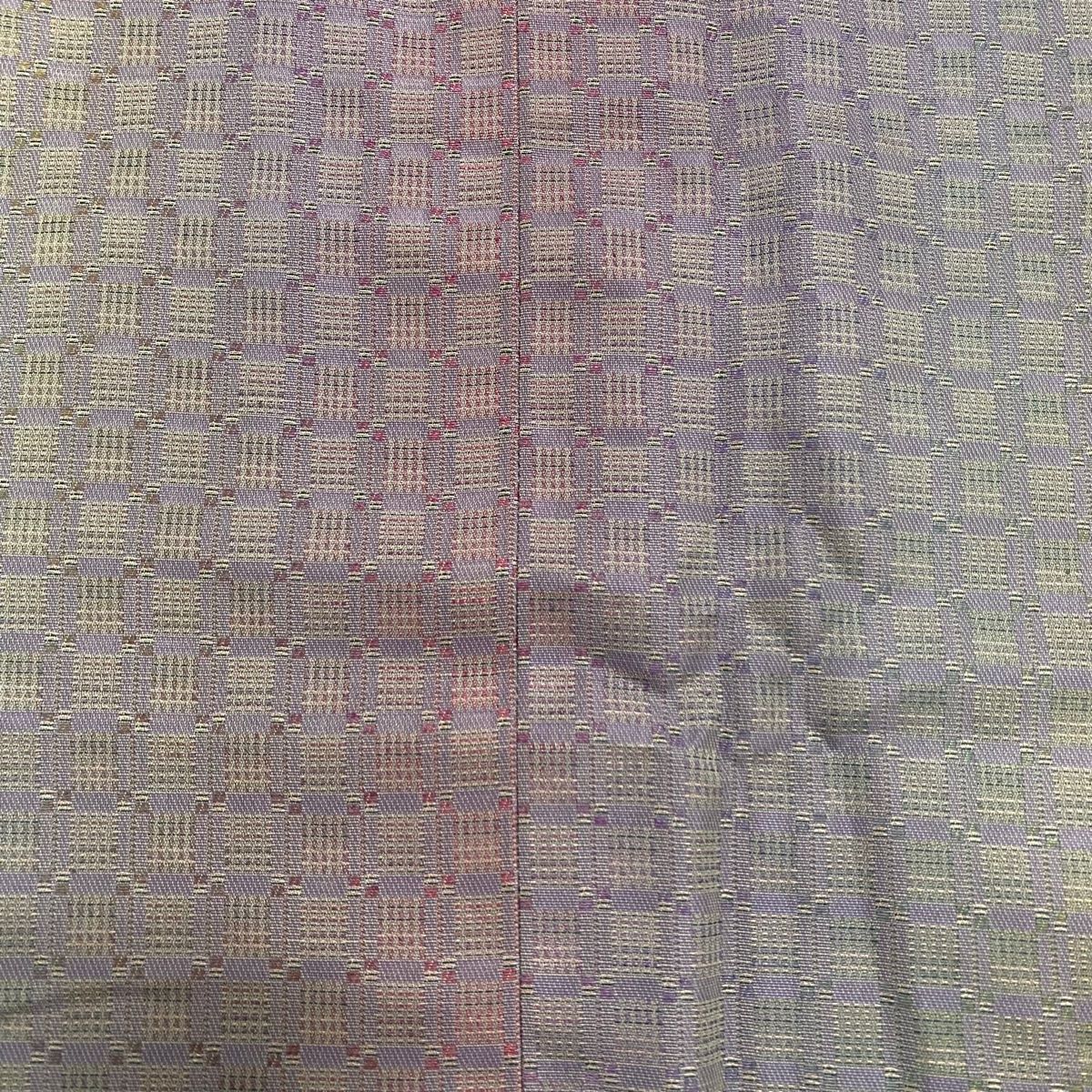  道中着 身丈125 5 cm 裄丈66 M 和装コート 着物衿 幾何学 ぼかし 薄紫 正絹 羽織 着物 浴衣