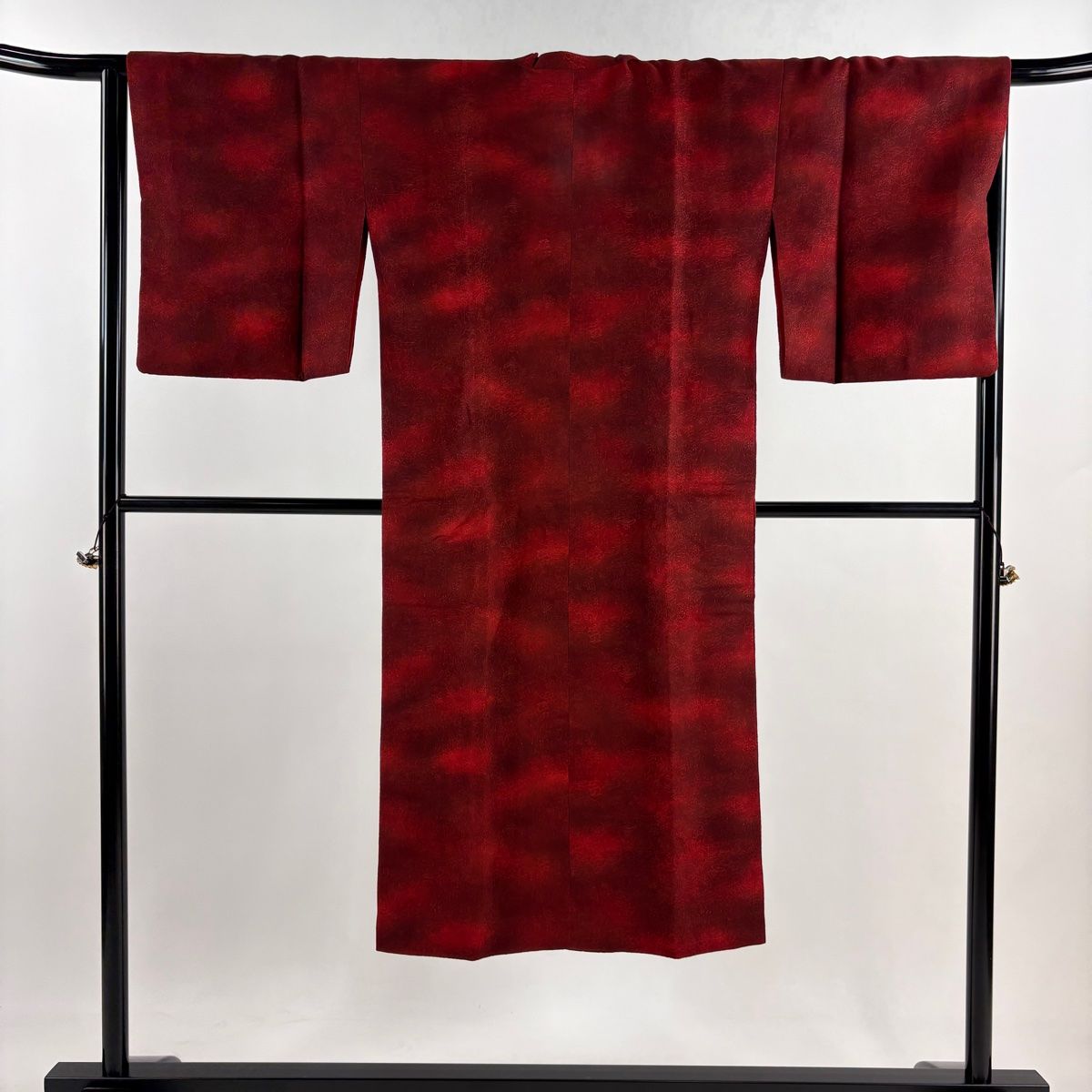 道行 身丈134 cm 裄丈66 M 和装コート 角衿 花鳥 動物 ぼかし えんじ色 正絹