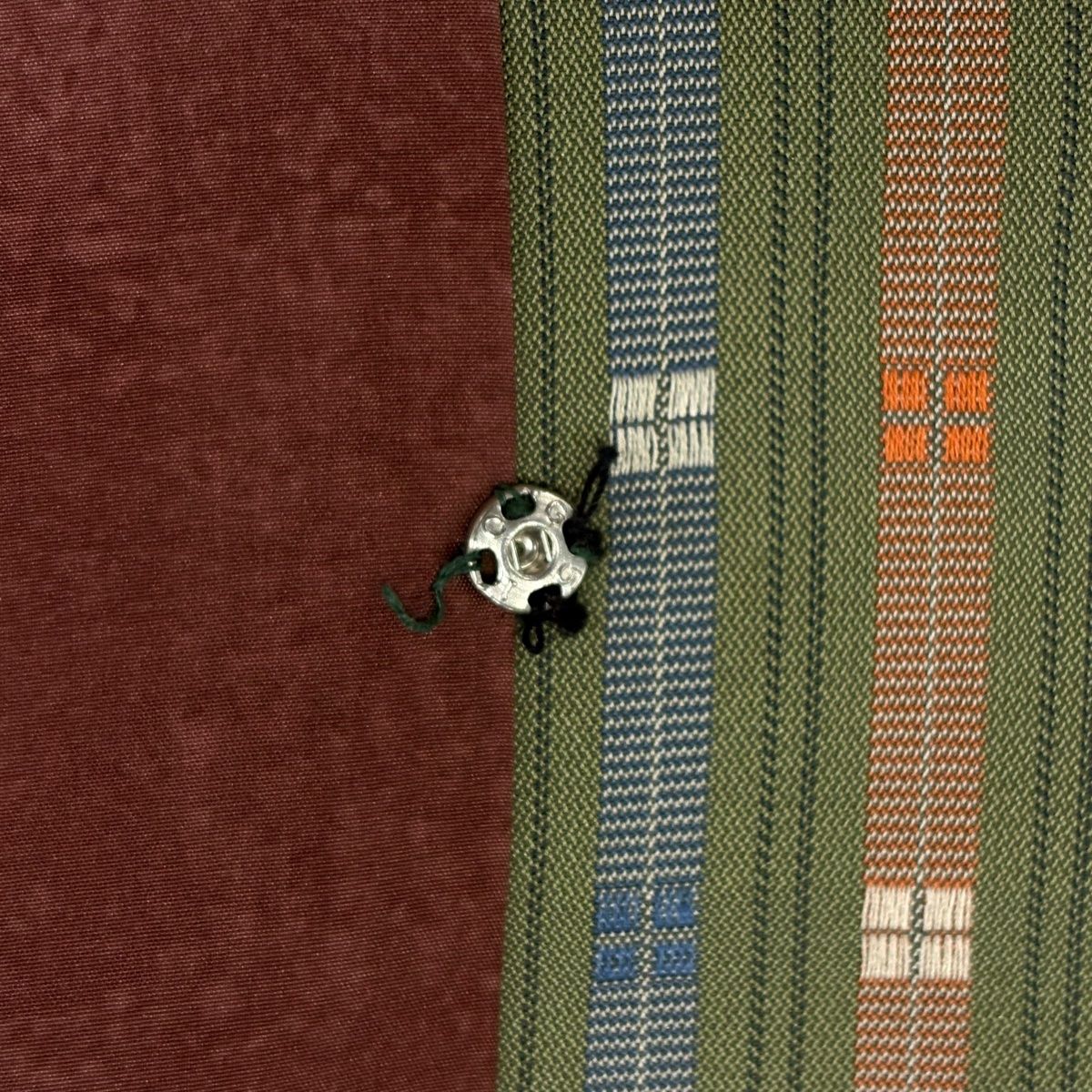  道行 身丈110 5 cm 裄丈66 M 和装コート 千代田衿 紬地 縦縞 幾何学模様 灰緑 正絹 羽織 着物 浴衣