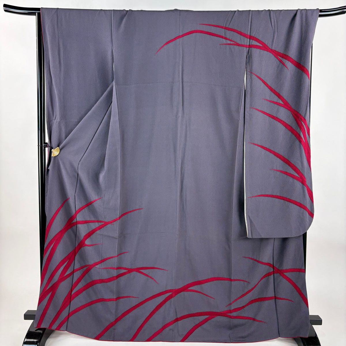 振袖 身丈166 5 cm 裄丈69 L 袷 葉柄 紫 正絹 秀品