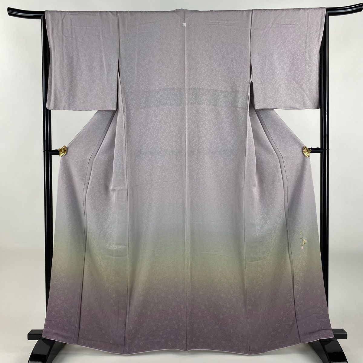 付下げ 身丈163 cm 裄丈66 M 袷 落款 地紋 裾ぼかし 薄紫 正絹 秀品 一つ紋