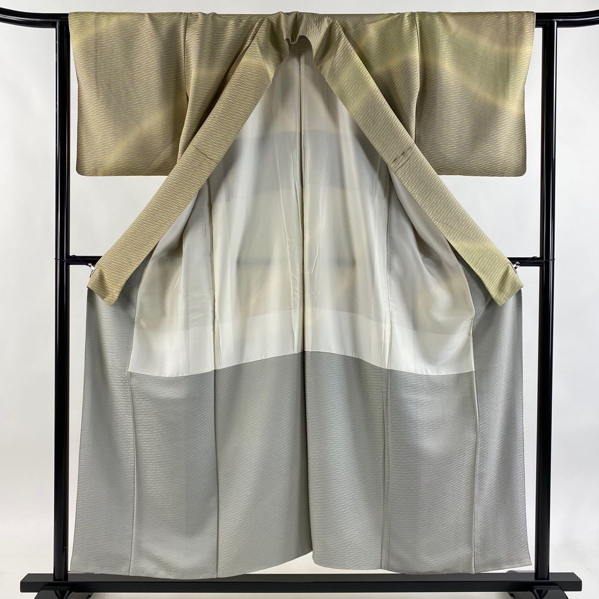  訪問着 身丈153 5 cm 裄丈61 S 袷 幾何学 ぼかし 薄黄 正絹 訪問着 付け下げ 着物