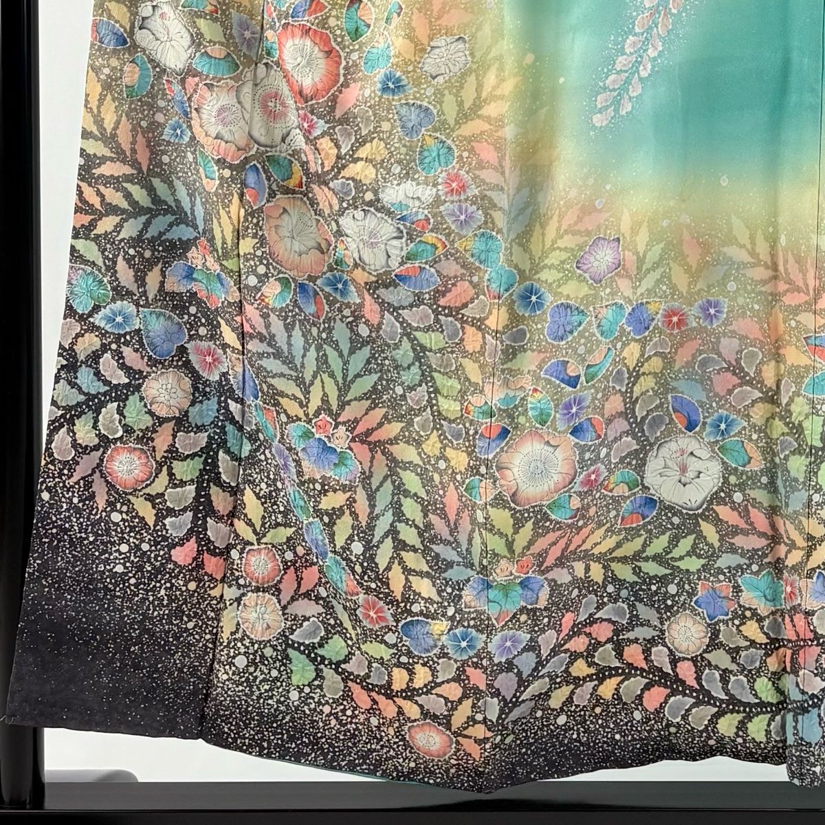 訪問着 身丈154.5 cm 裄丈63 S 袷 落款 辻が花 銀通し ぼかし 緑 正絹