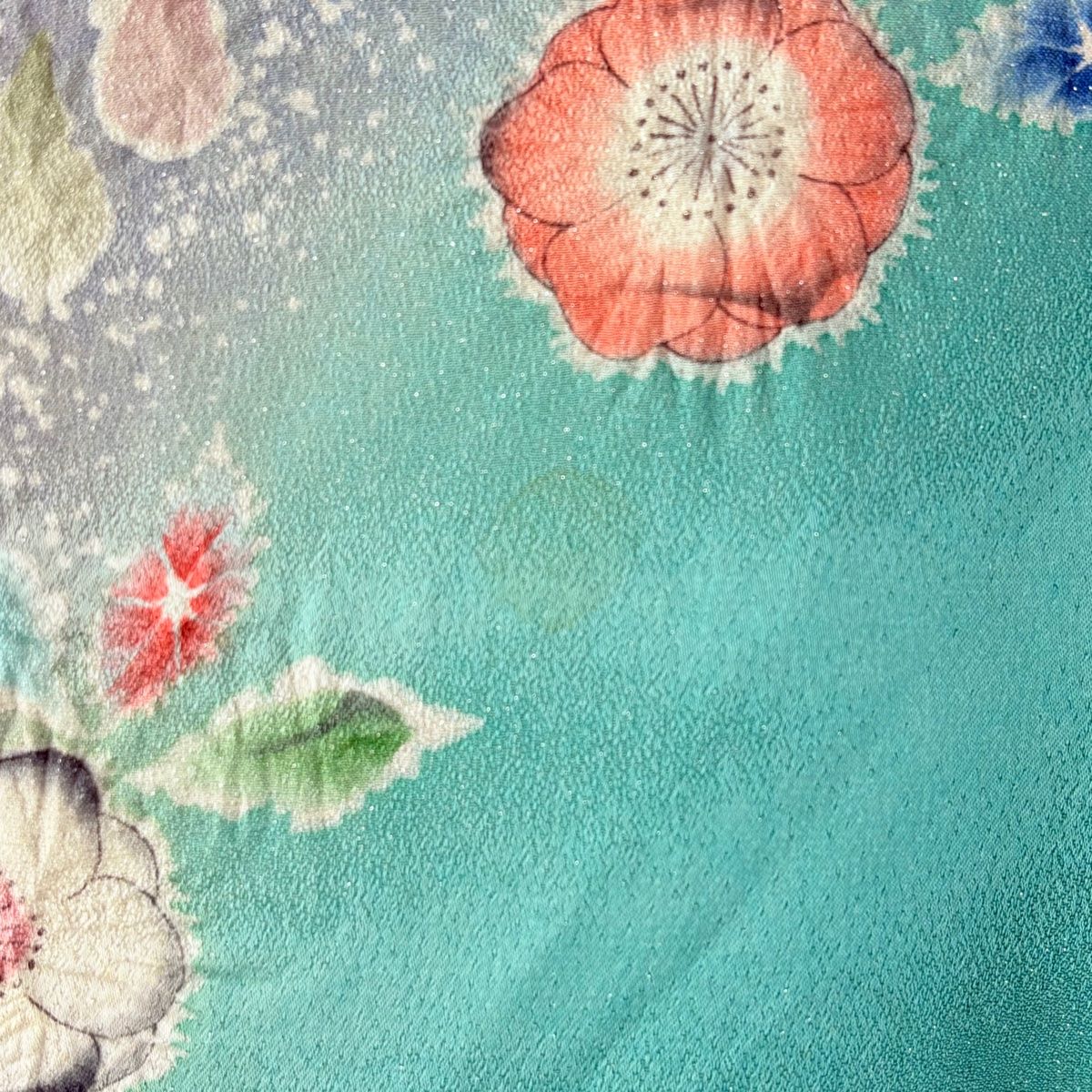  訪問着 身丈154 5 cm 裄丈63 S 袷 落款 辻が花 銀通し ぼかし 緑 正絹 訪問着 付け下げ 着物