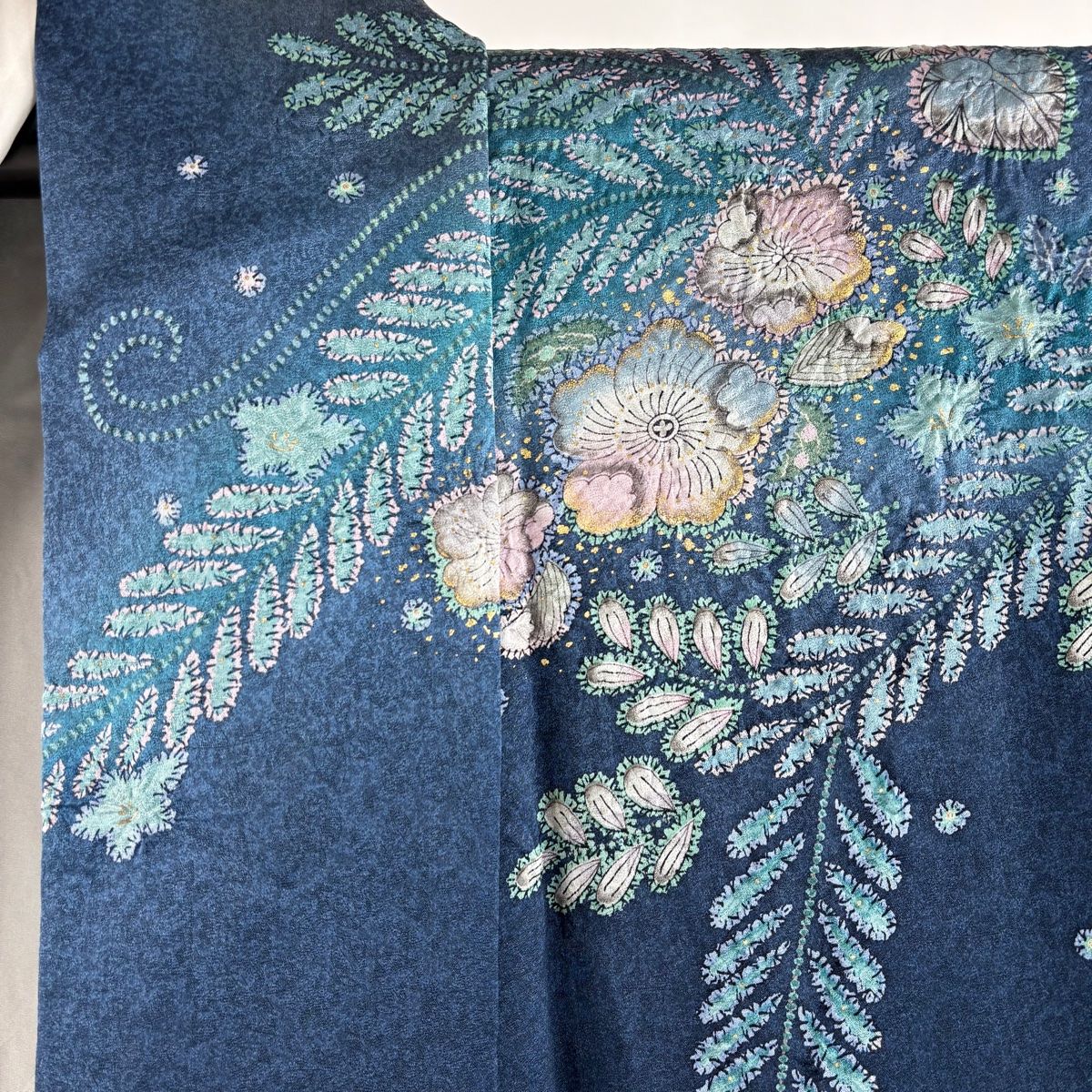 あ*ん様 新品　美品　袷　正絹　辻が花　訪問着　フルセット　身丈164 裄丈68 美品】 訪問着 身丈164cm 裄丈68cm L 袷 辻が花 金彩 ぼかし 藍色 正絹