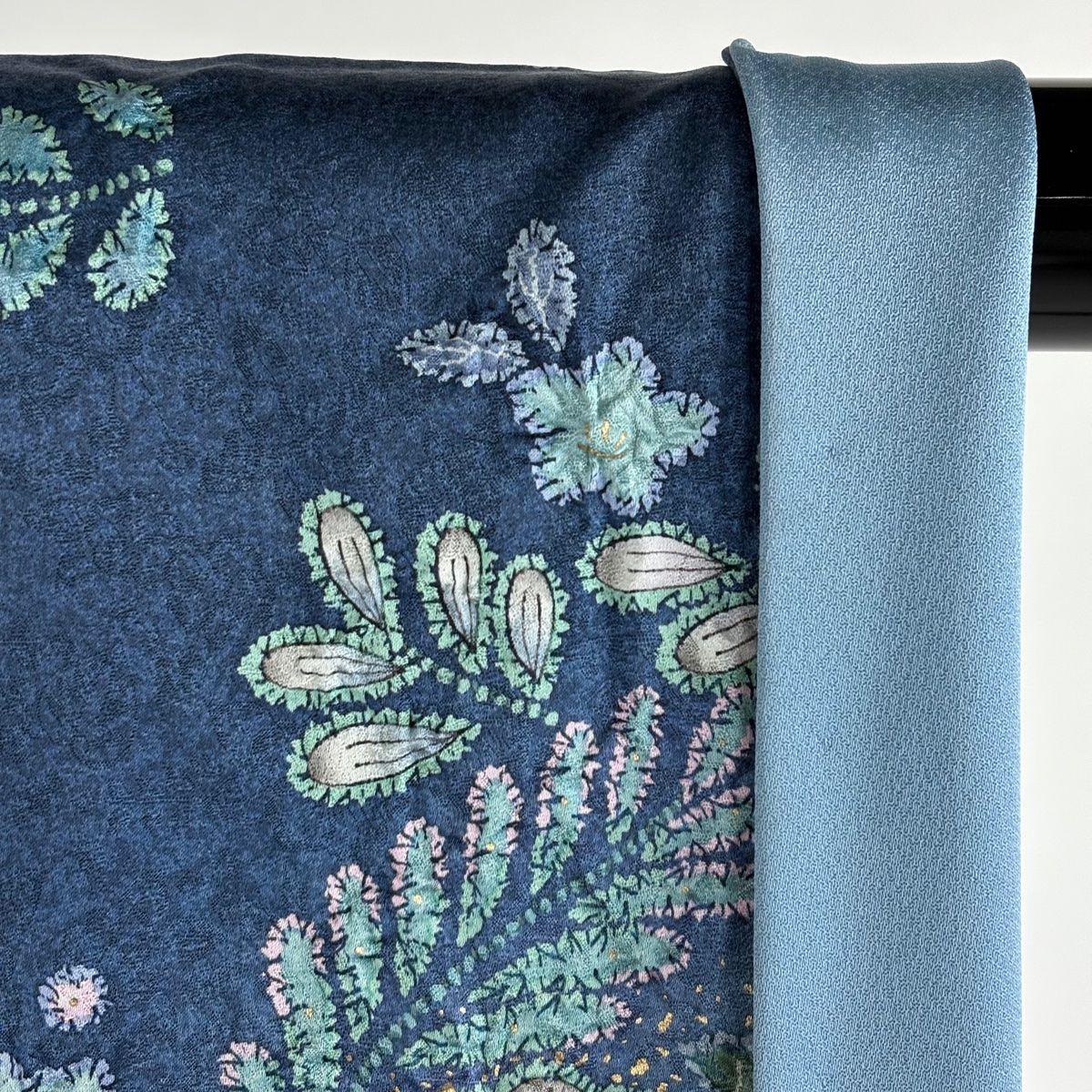 美品】 訪問着 身丈164cm 裄丈68cm L 袷 辻が花 金彩 ぼかし 藍色 正絹