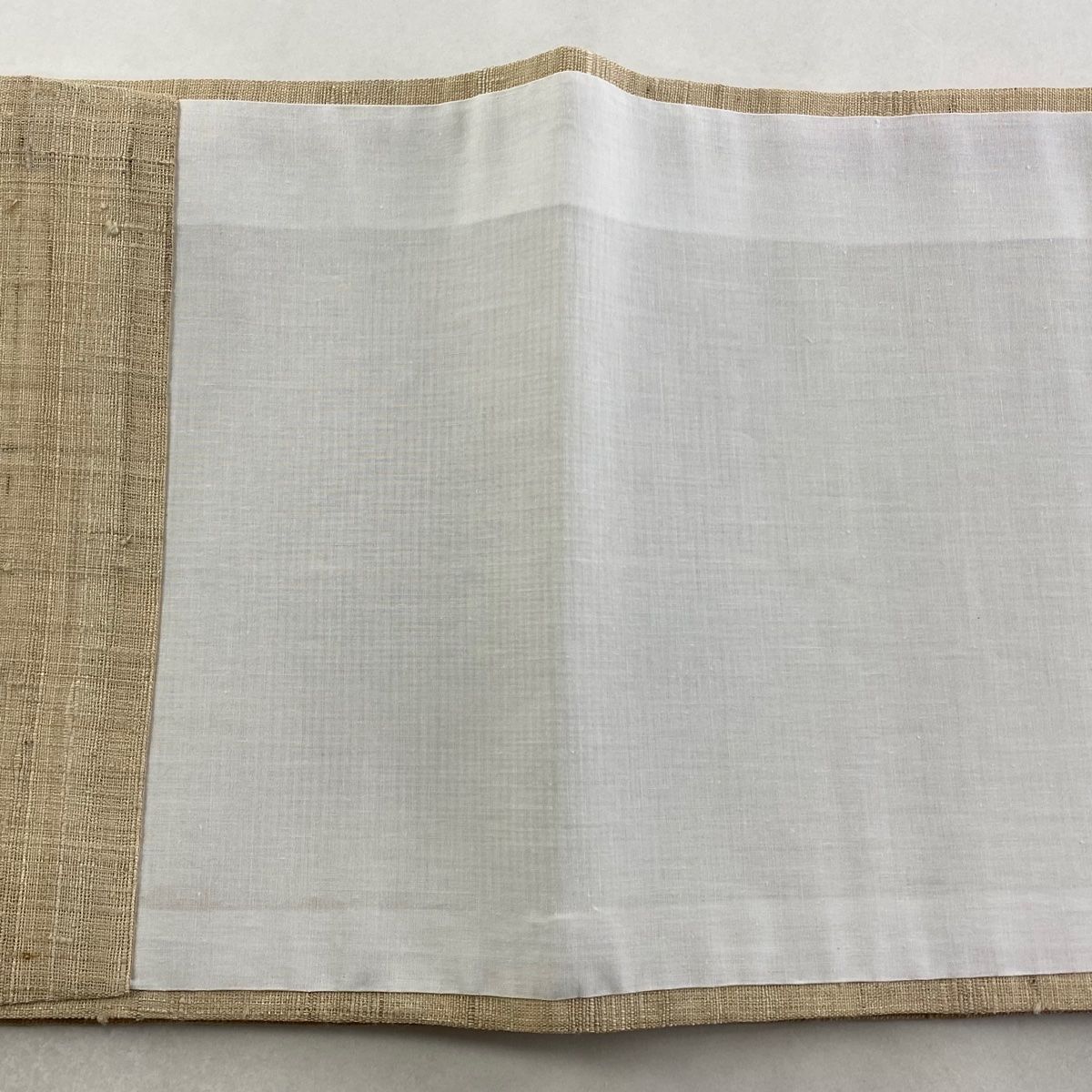  開き名古屋帯 家屋 草花 ベージュ 正絹 名古屋帯 帯