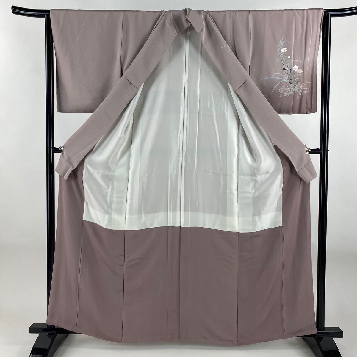  訪問着 身丈162 cm 裄丈64 M 袷 鳥 菊 ぼかし 薄紫 正絹 秀品 訪問着 付け下げ 着物