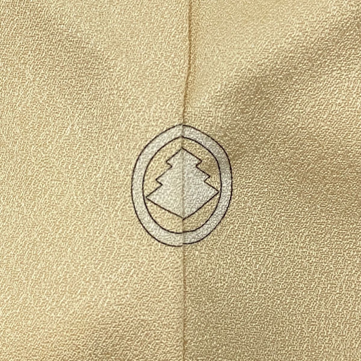  色留袖 身丈159 cm 裄丈69 L 袷 花丸文 華文 金糸 金彩 ベージュ 正絹 秀品 一つ紋 色留袖 着物