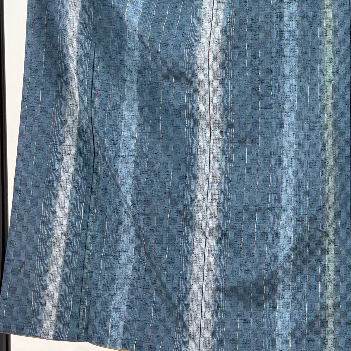 紬 身丈153 cm 裄丈63 5 S 袷 縞 藍色 正絹 秀品