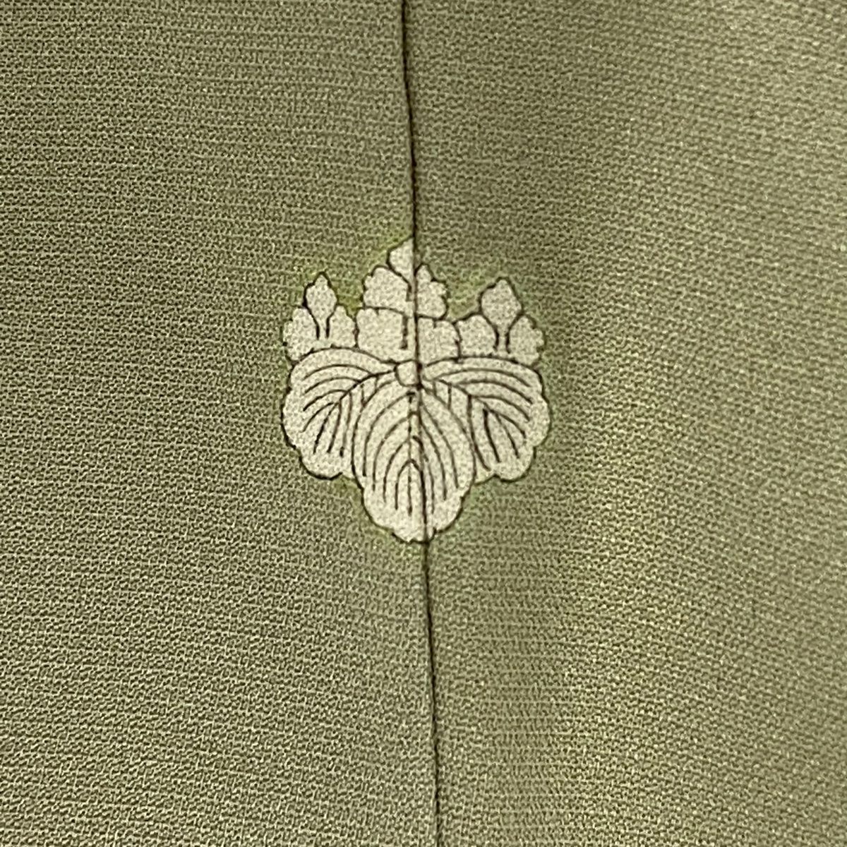  訪問着 身丈157 5 cm 裄丈65 M 袷 花唐草 金糸 金彩 灰緑 正絹 秀品 一つ紋 訪問着 付け下げ 着物