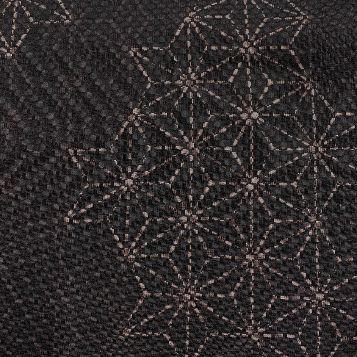  小紋 身丈158.5 cm 裄丈67 M 単衣 麻の葉 黒灰 正絹 秀品 小紋 着物