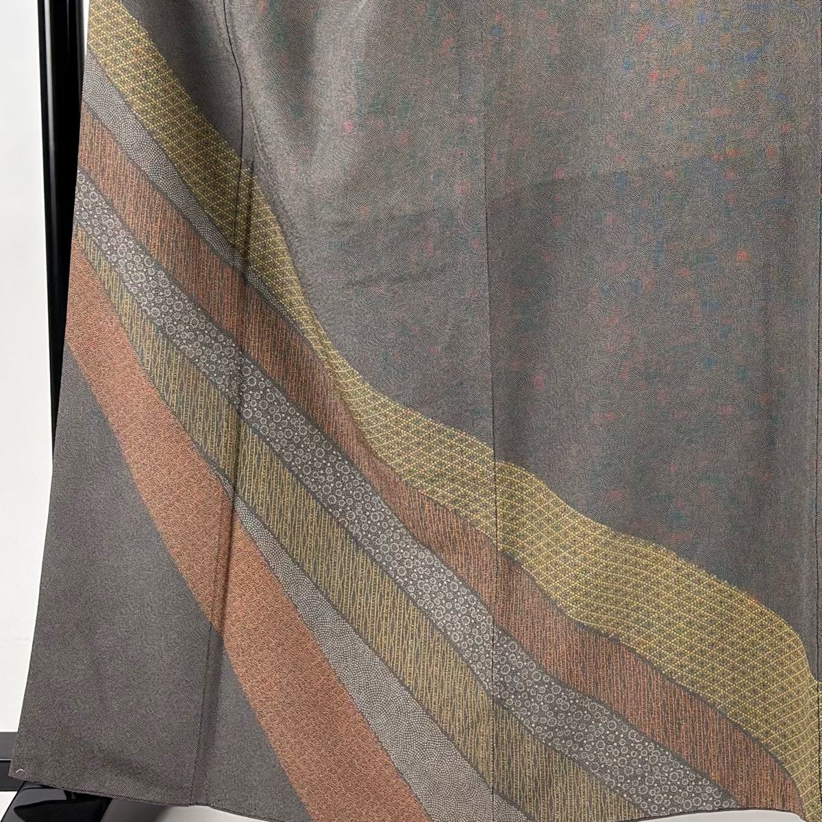 付下げ 身丈161 cm 裄丈67 M 袷 胴抜き 草花 鮫 茶紫 正絹 秀品