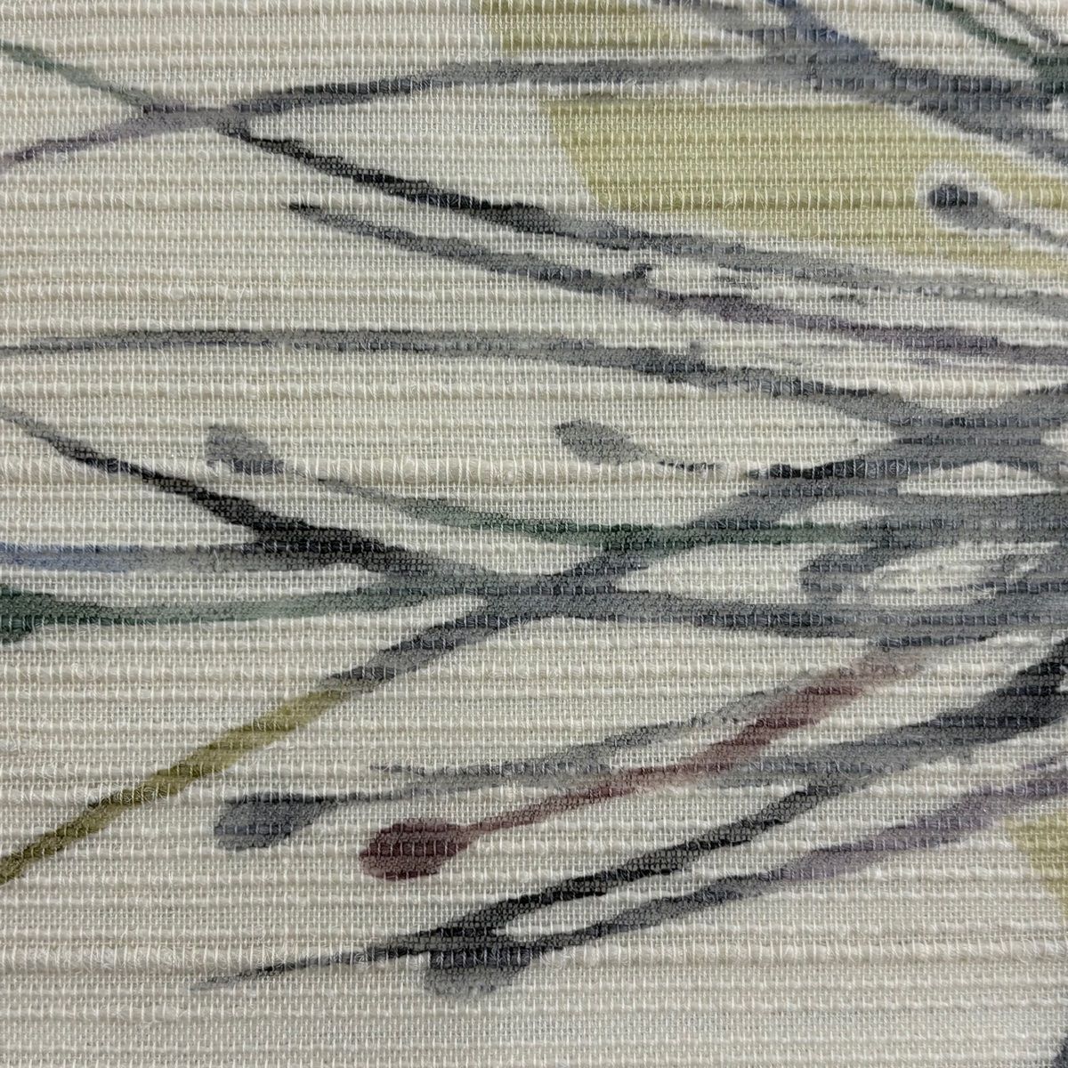 名古屋帯 秀品 落款 夏帯 草花 幾何学模様 箔 薄黄土色 正絹