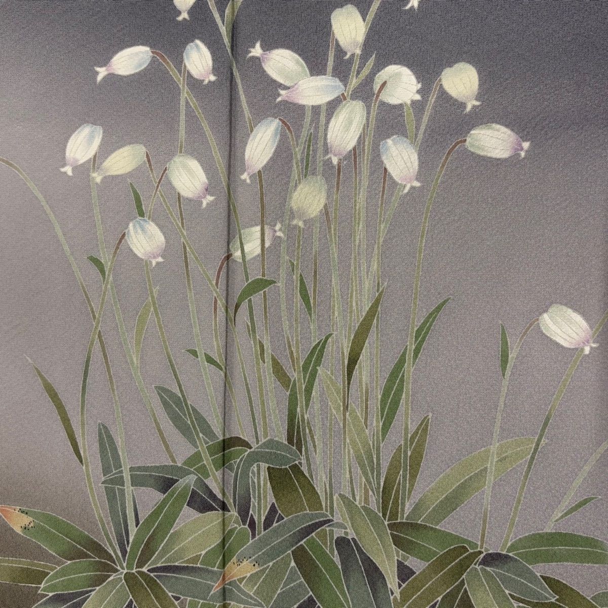  訪問着 身丈162 cm 裄丈67 M 袷 田村哲彦 落款 草花 ぼかし 灰色 正絹 訪問着 付け下げ 着物